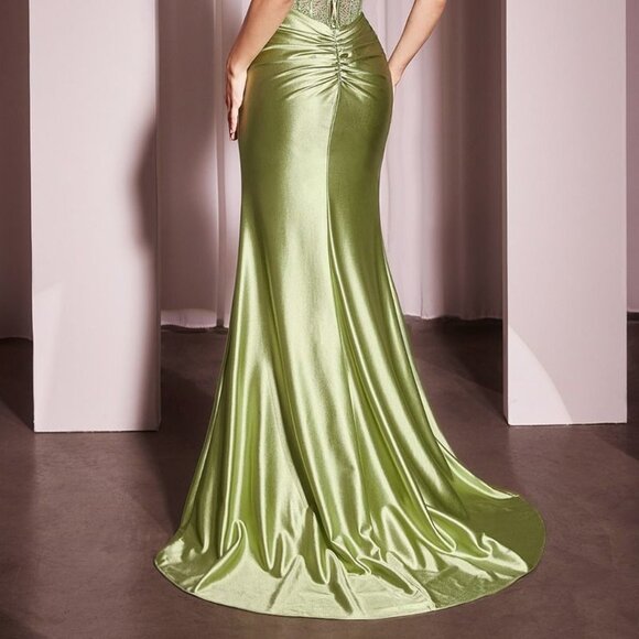 New Formal Sleeveless Strapless Sheath Gown With Sheer Embroidered Bodice CD2408 - Picture 11 of 11